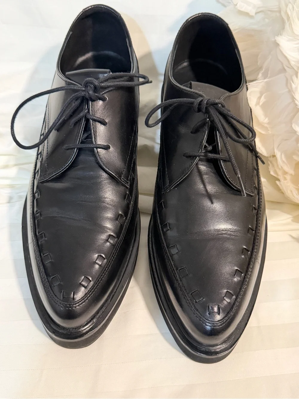 AllSaints Black Leather Lace-Up Derby Shoes